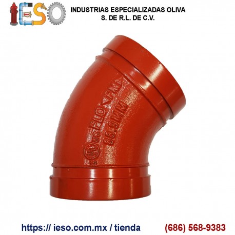 Codo 45 de Hierro Dúctil Ranurado 3"