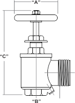 Dimensiones Válvula de Angulo NPT (hembra) - NST (macho) para Manguera NPT-NST 1-1/2