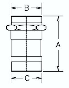 Dimensiones Niple de Bronce para Rack de Manguera Contra Incendio de 1-1/2" (38mm) Macho NPT - Macho NST